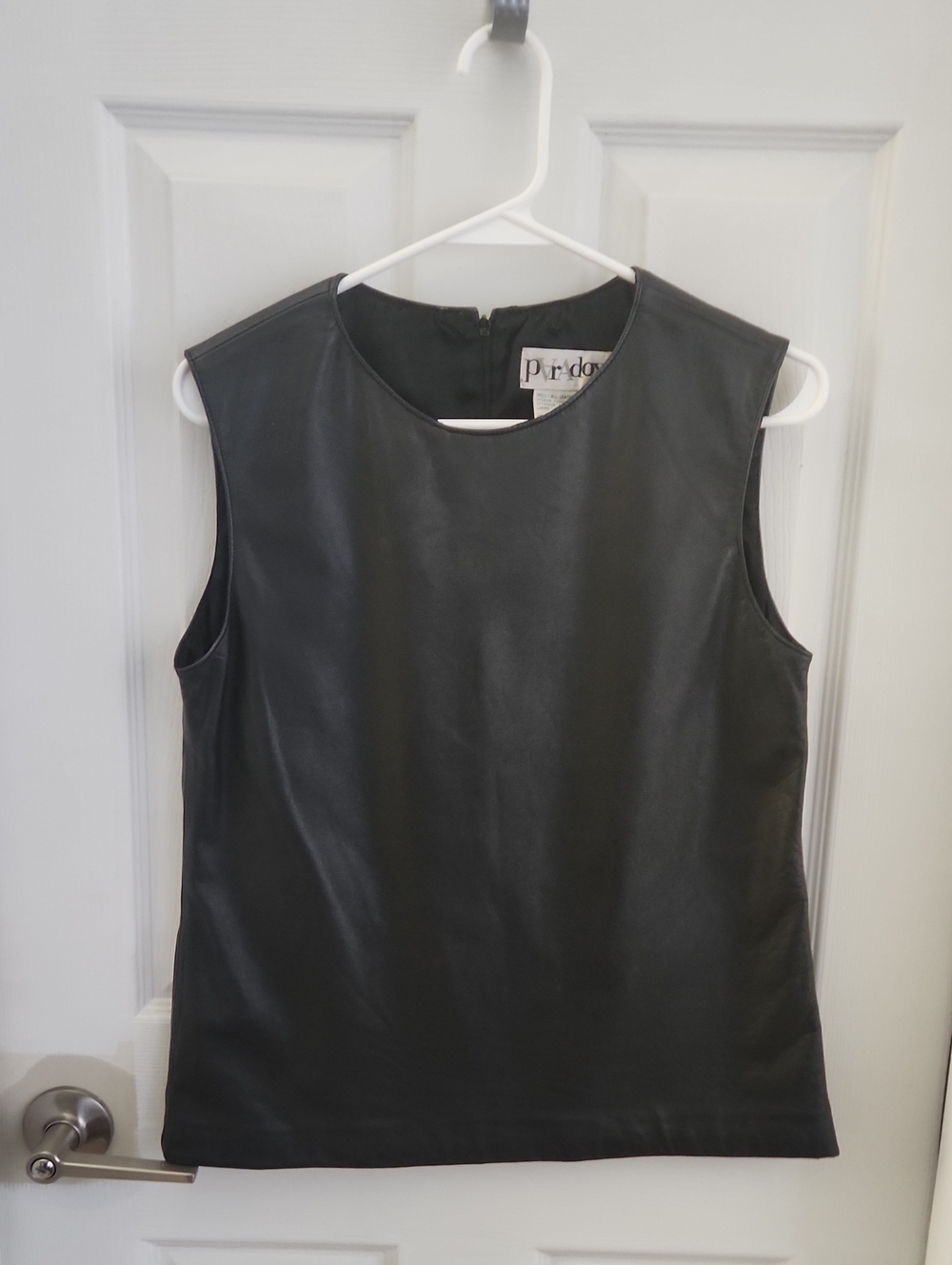 Black Leather Sleeveless Shell Top by Paradox